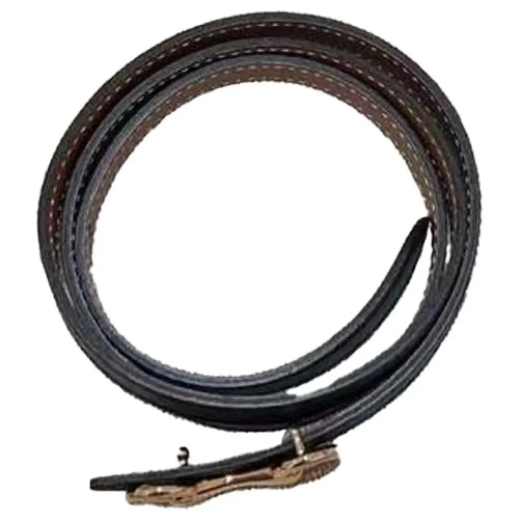 Hermes Black Leather Belt Black Leather Very good - Front View