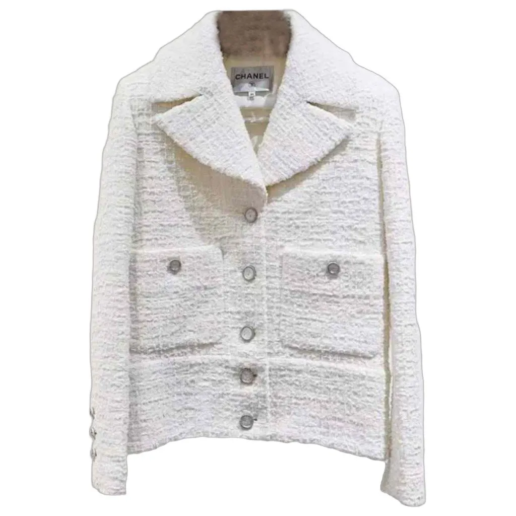 Chanel La Petite Veste Noire White Tweed Jacket White Tweed Very good - Front View