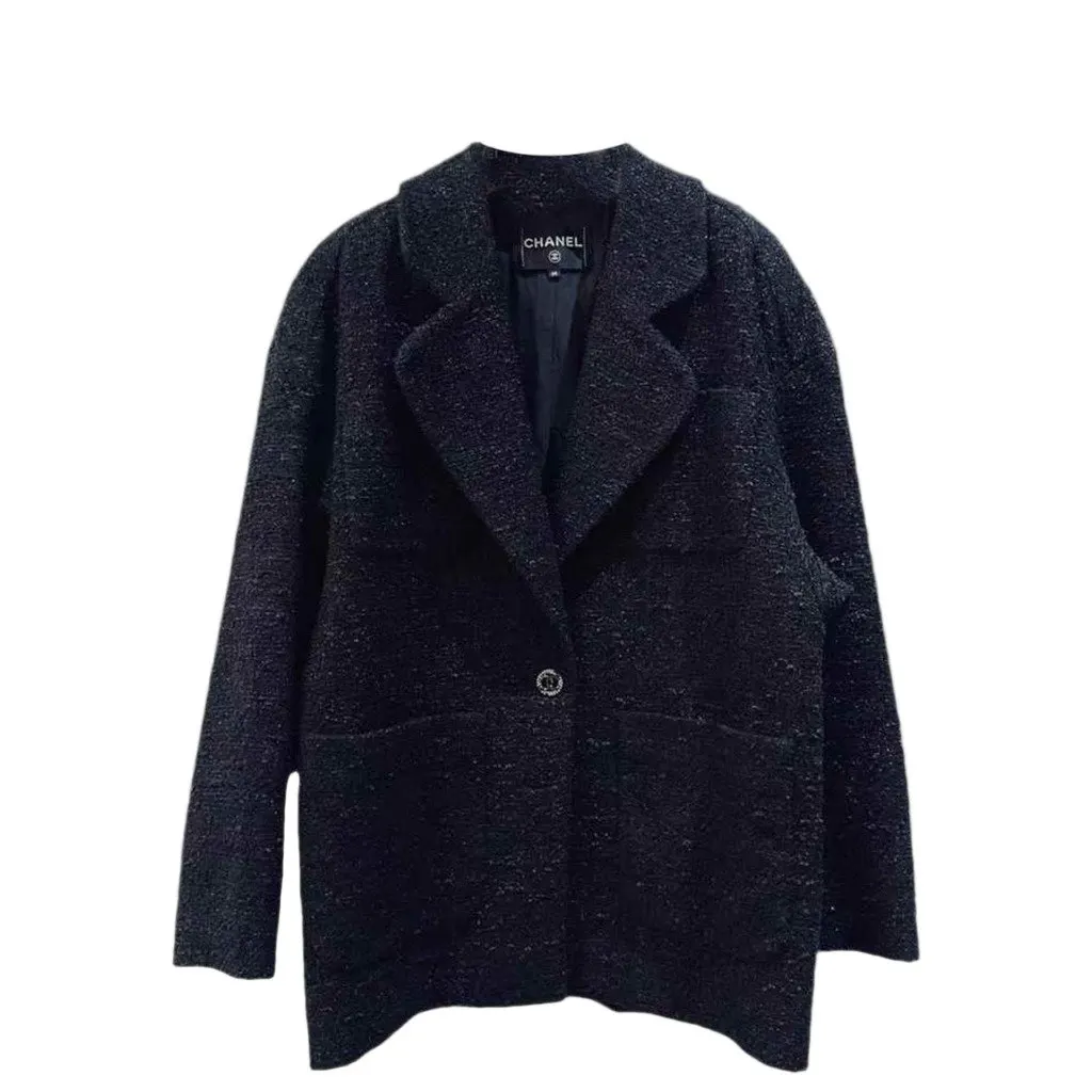 Chanel La Petite Veste Noire Black Tweed Jacket Black Tweed Very good - Front View