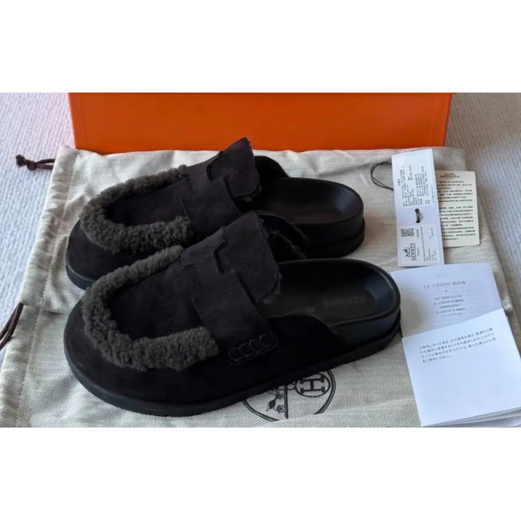 Hermes Black Leather Sandals Black Leather Very good - Inside View