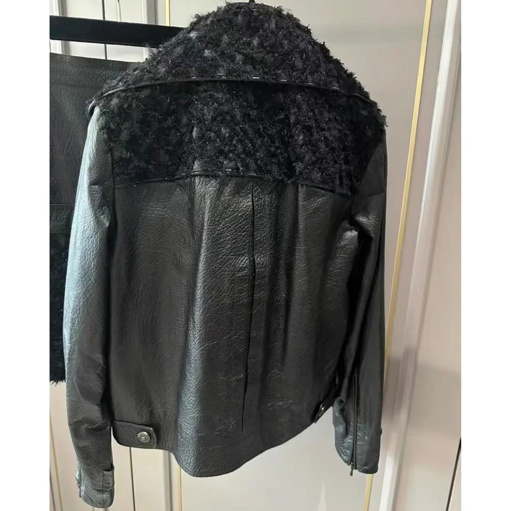 Chanel Black Leather Jacket Black Leather Very good - Back View