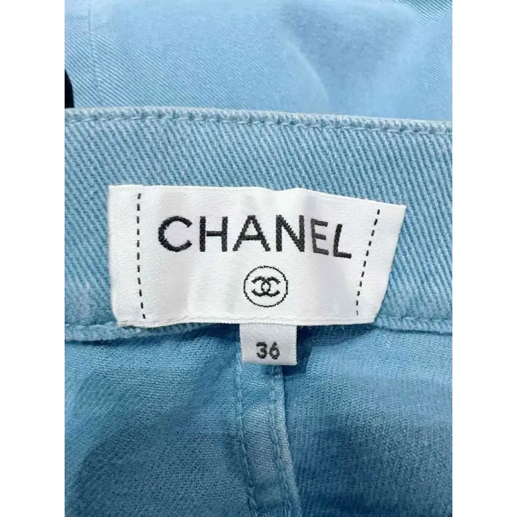 Chanel Blue Cotton Trousers Blue Cotton Very good - Box View