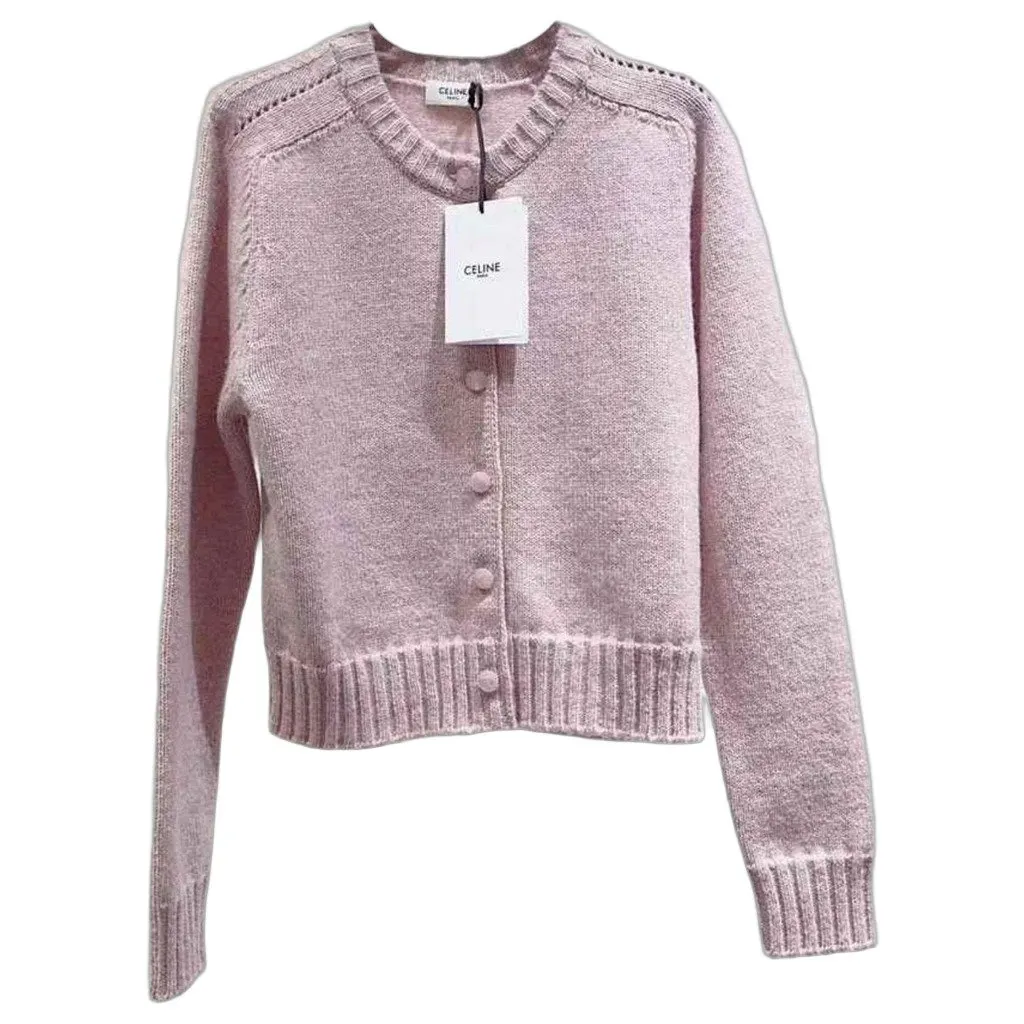 Celine Pink Wool Knitwear Pink Wool Never worn, with tag - Front View