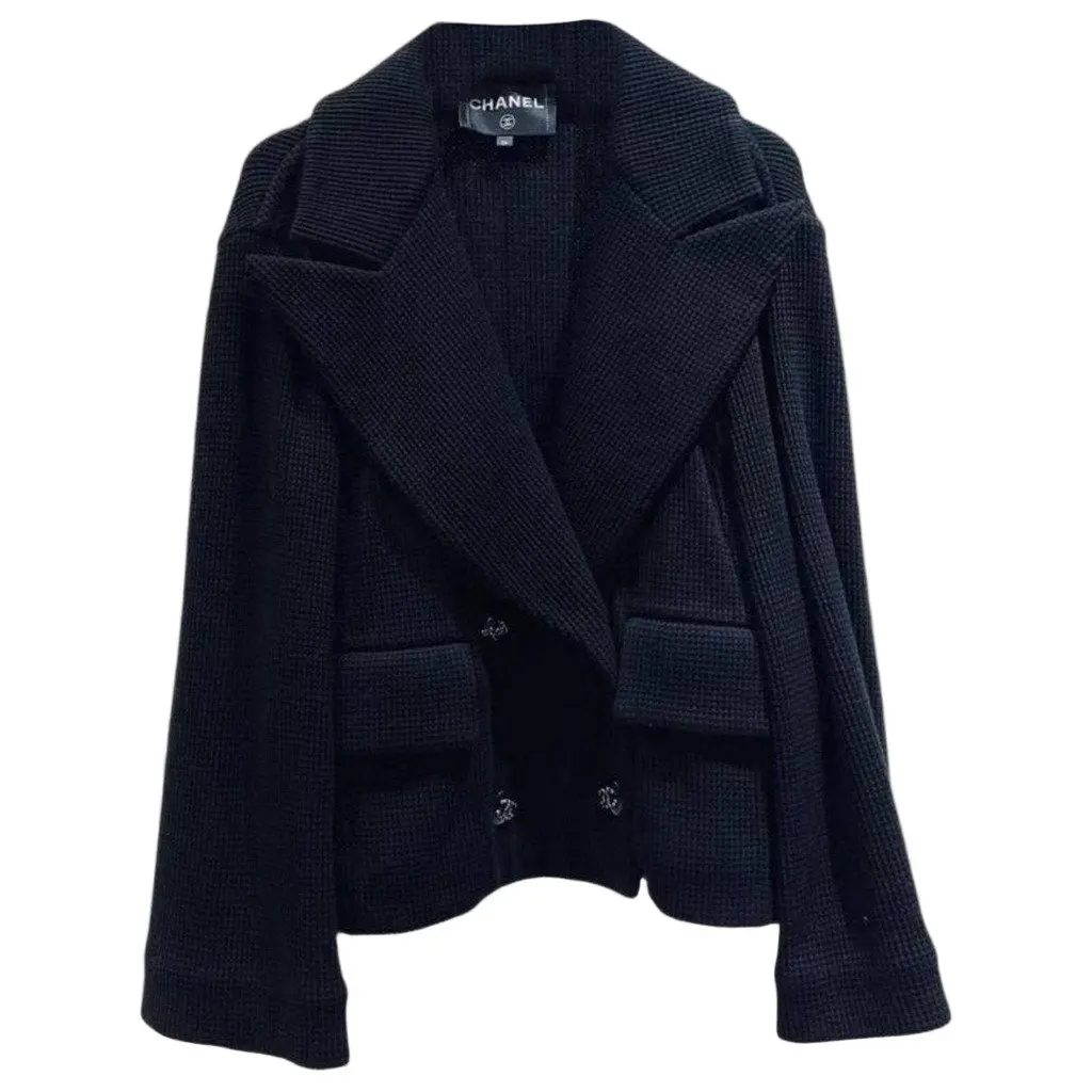 Chanel La Petite Veste Noire Black Cotton Jacket Black Cotton Very good - Front View