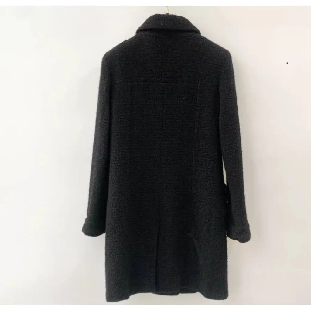 Chanel Black Wool Coat Black Wool Very good - Back View