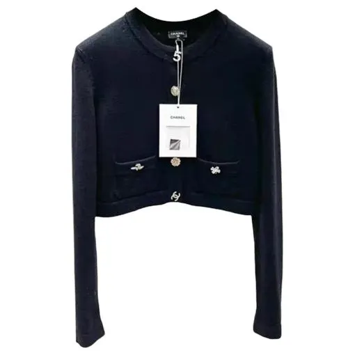 Chanel Black Cashmere Knitwear Black Cashmere Never worn, with tag - Front View