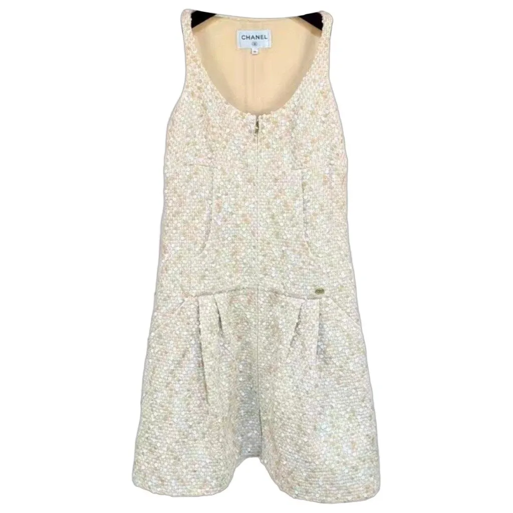 Chanel Tweed Dress MultiColor Tweed Very good - Front View