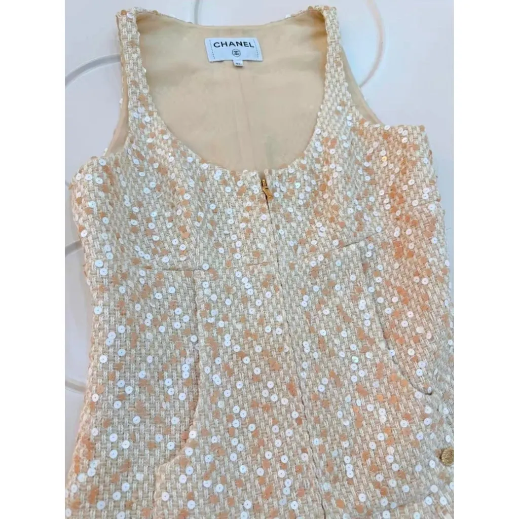 Chanel Tweed Dress MultiColor Tweed Very good - Inside View