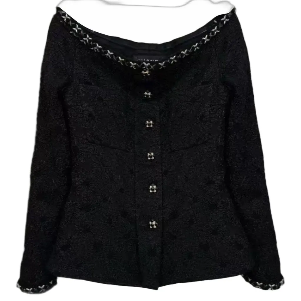 Chanel La Petite Veste Noire Black Tweed Jacket Black Tweed Very good - Front View
