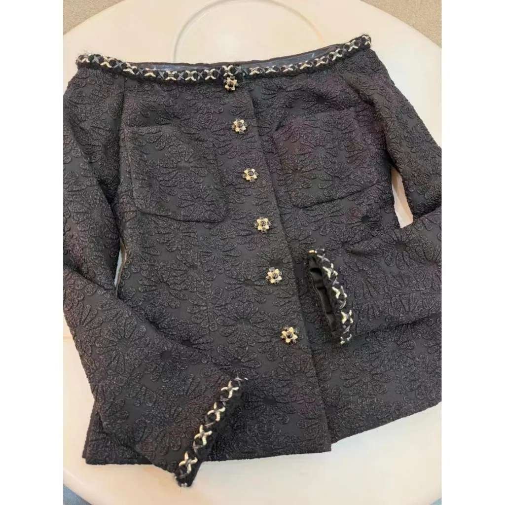 Chanel La Petite Veste Noire Black Tweed Jacket Black Tweed Very good - Inside View