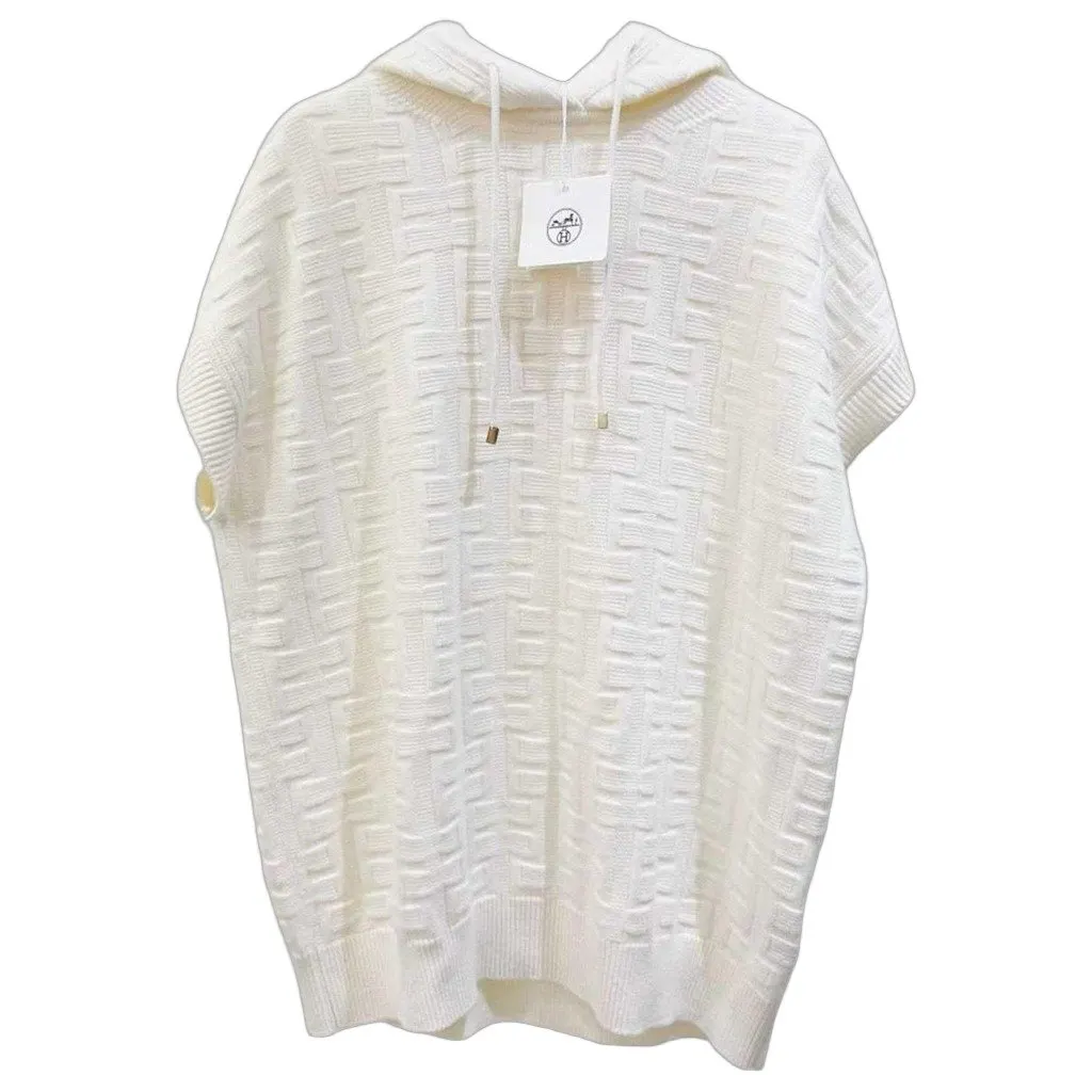 Hermes Twillaine White Wool Knitwear White Wool Never worn, with tag - Front View