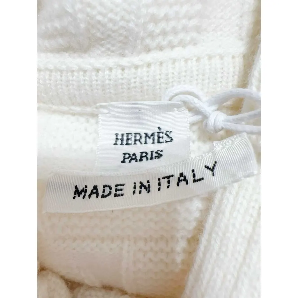Hermes Twillaine White Wool Knitwear White Wool Never worn, with tag - Model View