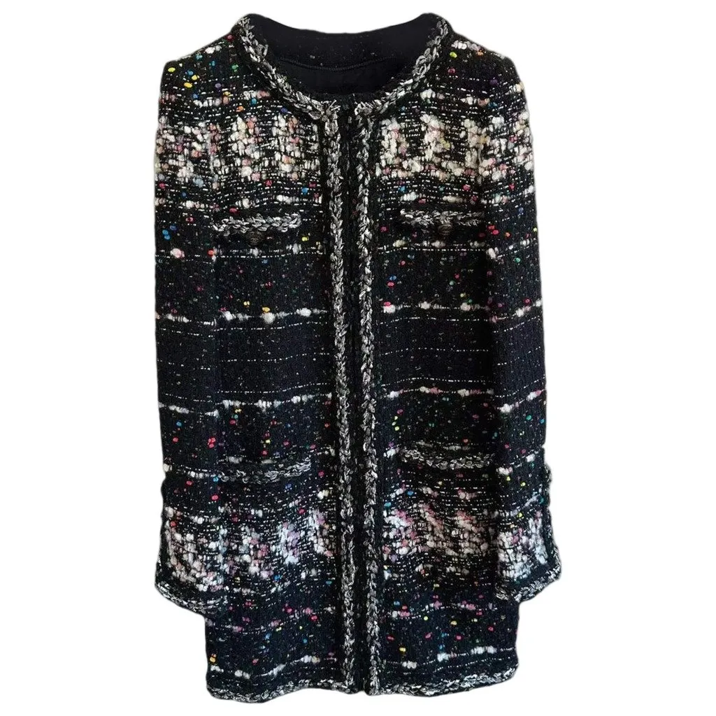 Chanel Tweed Coat MultiColor Tweed Very good - Front View