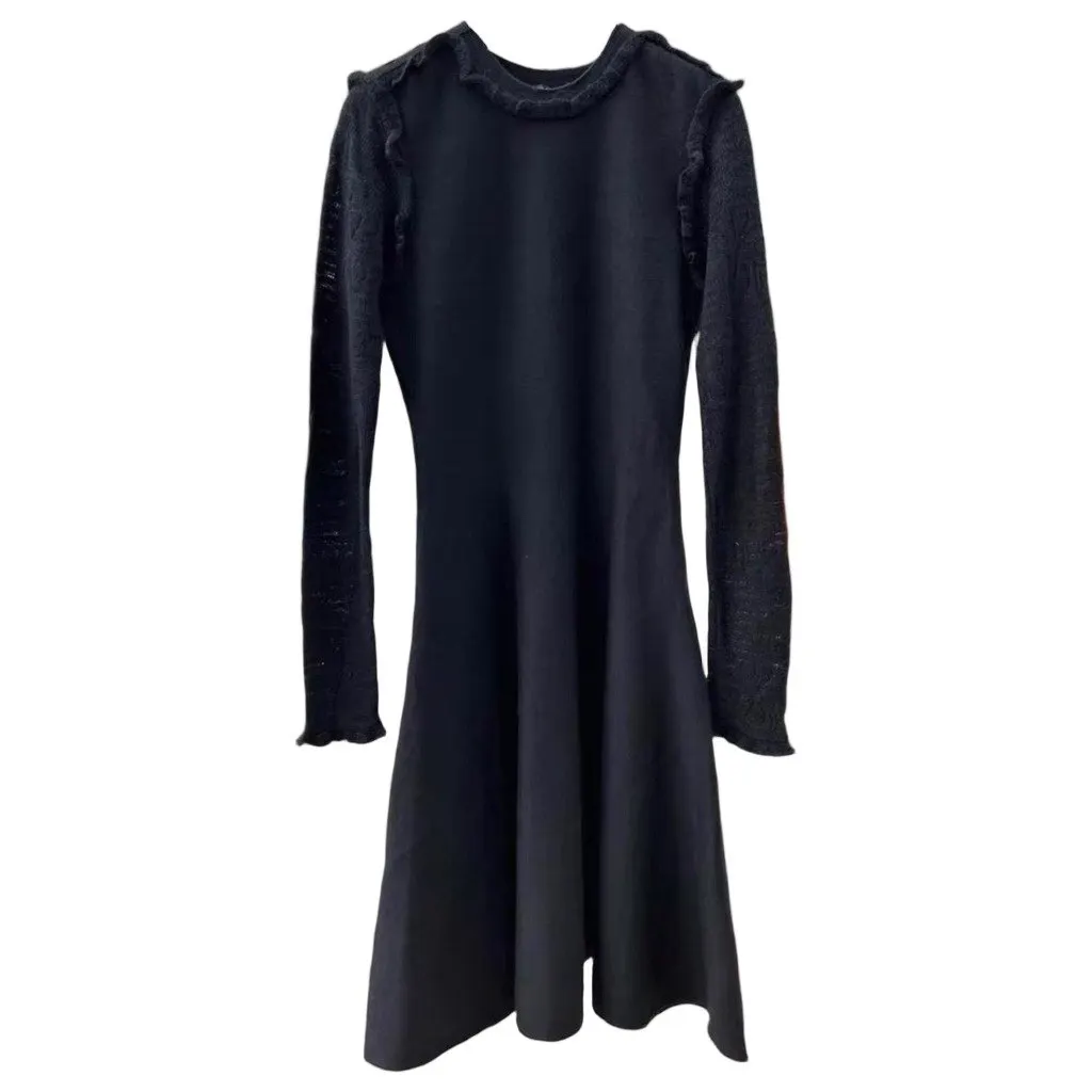 Chanel Black Wool Dress Black Wool Very good - Front View