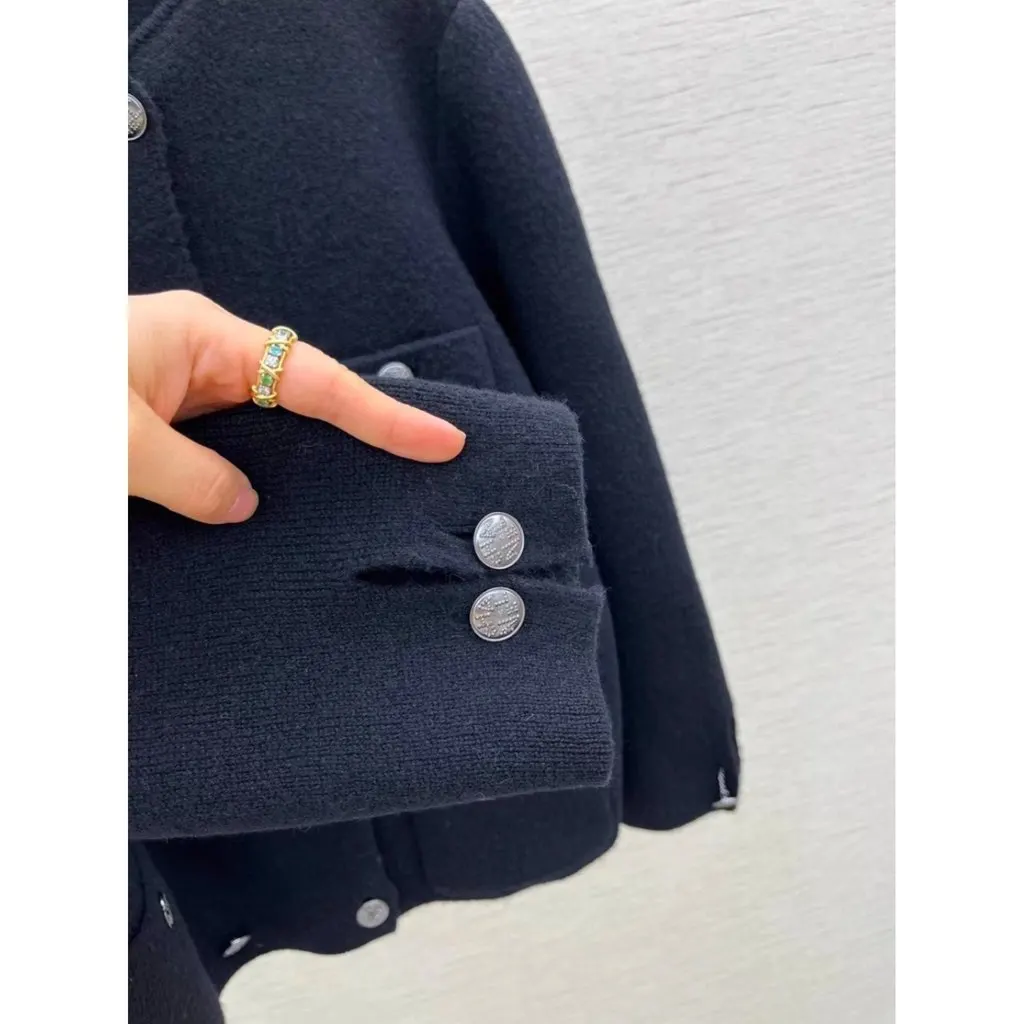 Chanel La Petite Veste Noire Black Cashmere Jacket Black Cashmere Never worn, with tag - Model View