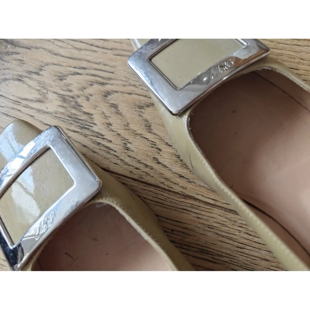 Roger Vivier Trompette Beige Leather Ballet Flats Beige Leather Fair - Inside View