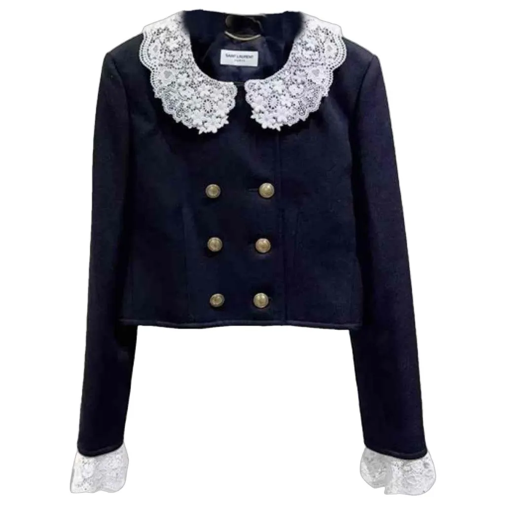 Saint Laurent Black Wool Jacket Black Wool Very good - Front View