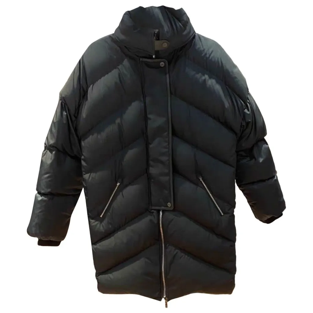 Hermes Black Polyester Coat Black Polyester Good - Front View