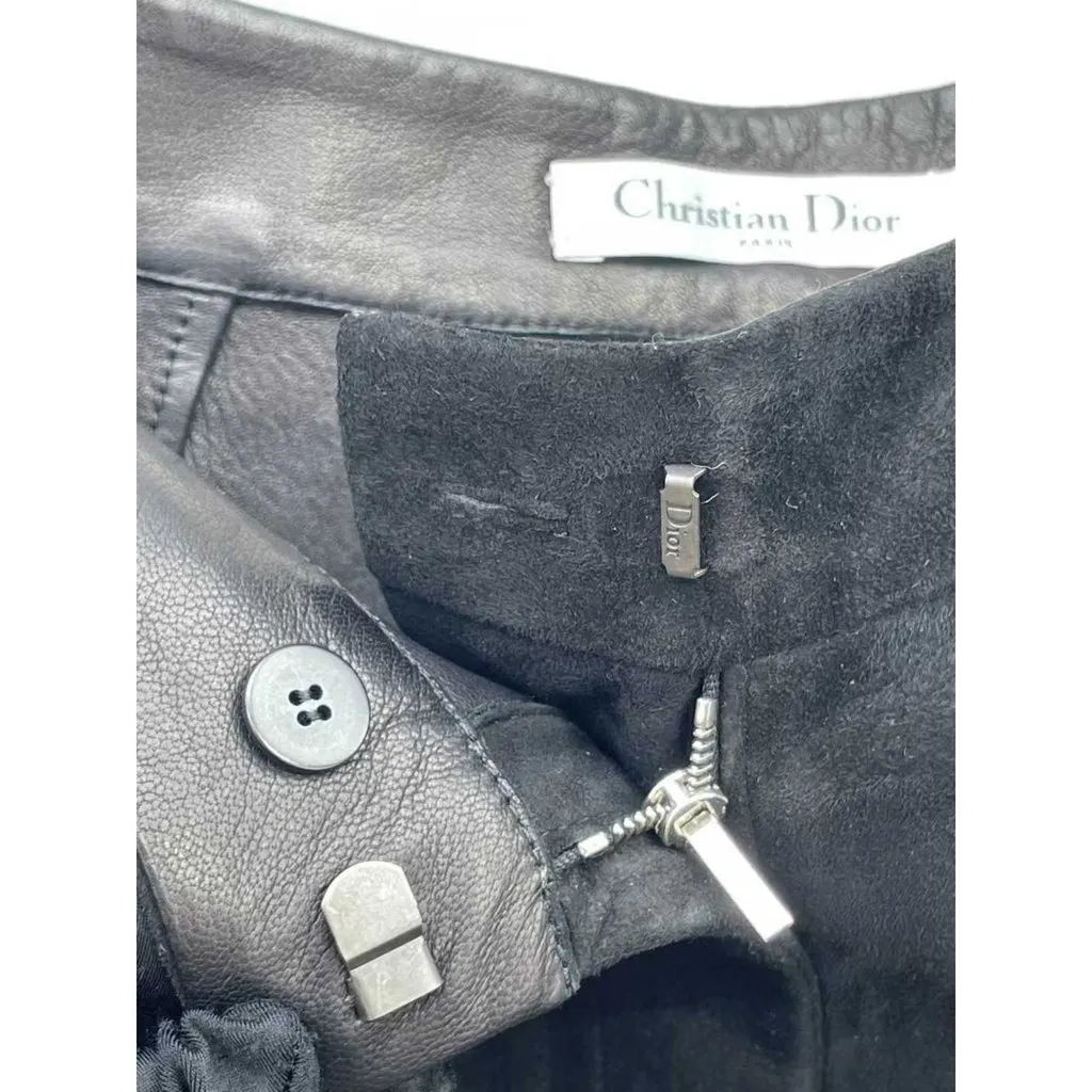 Dior Black Leather Shorts Black Leather Very good - Model View