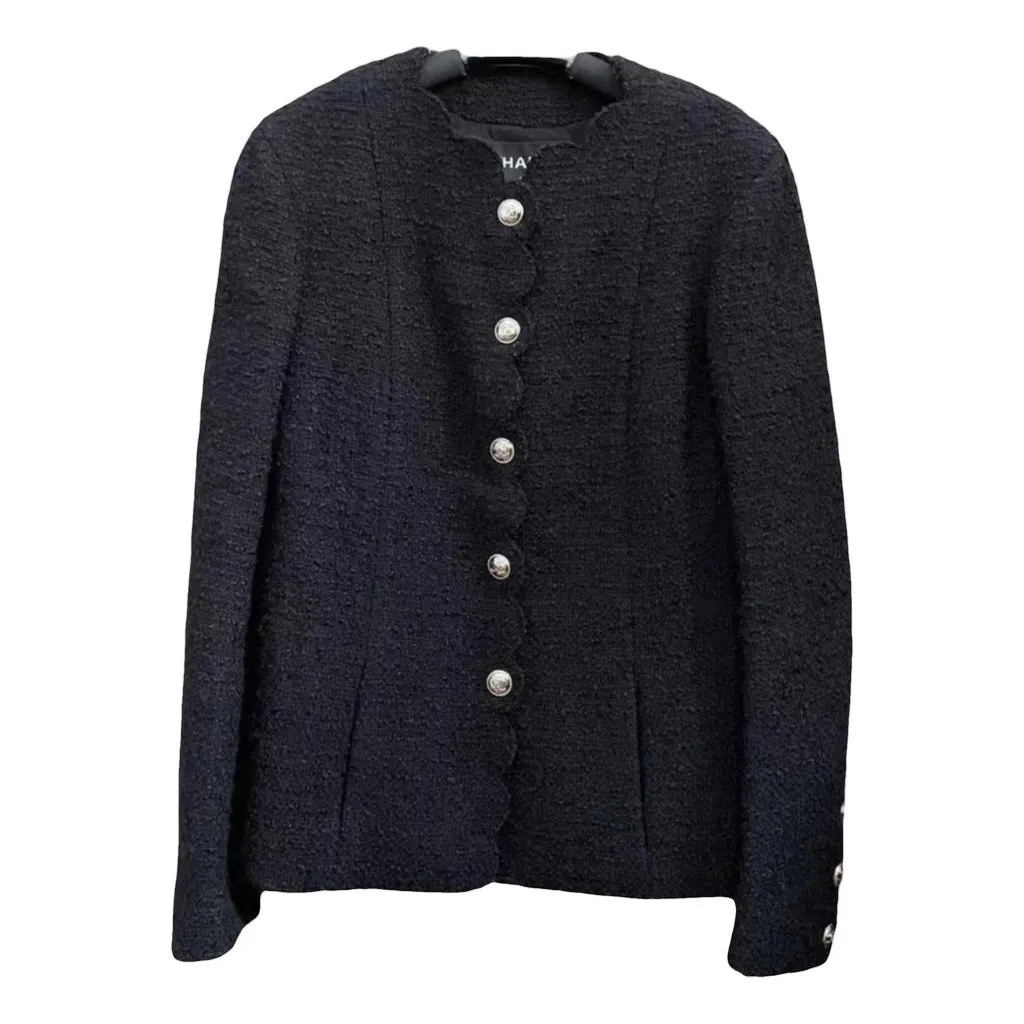 Chanel La Petite Veste Noire Black Wool Jacket Black Wool Very good - Front View