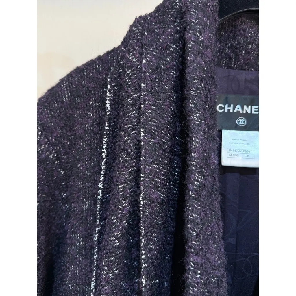 Chanel Purple Wool Coat Purple Wool Very good - Model View
