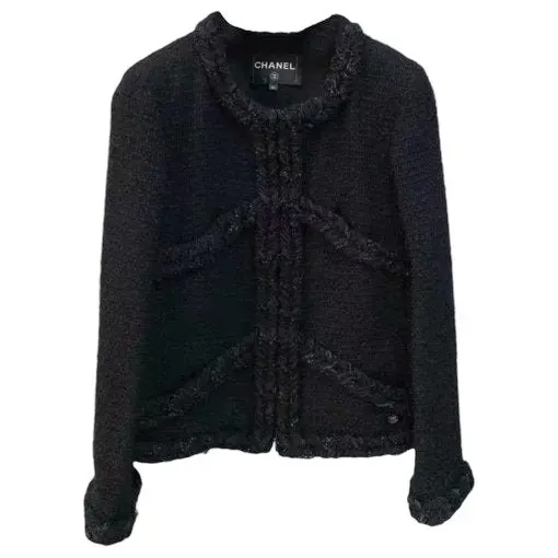 Chanel La Petite Veste Noire Black Wool Jacket Black Wool Very good - Front View