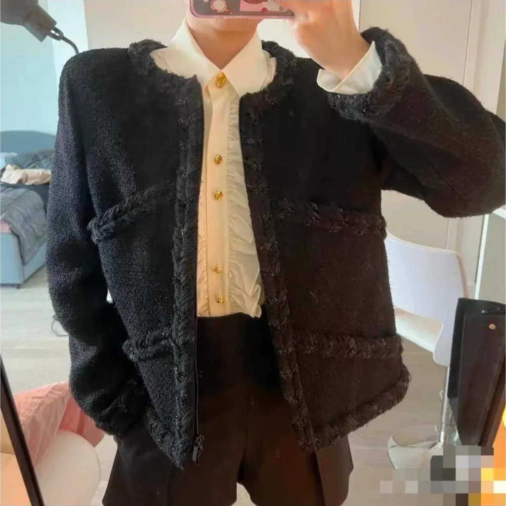 Chanel La Petite Veste Noire Black Wool Jacket Black Wool Very good - Back View