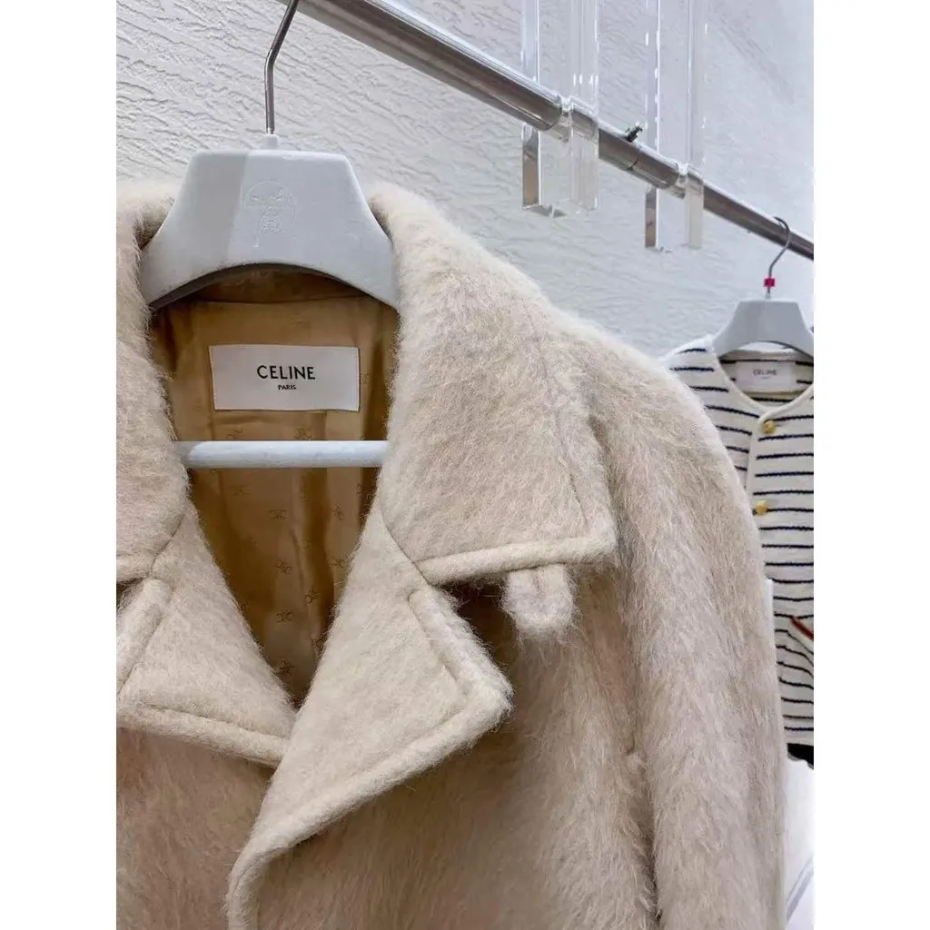 Celine Wool Coat MultiColor Wool Very good - Model View