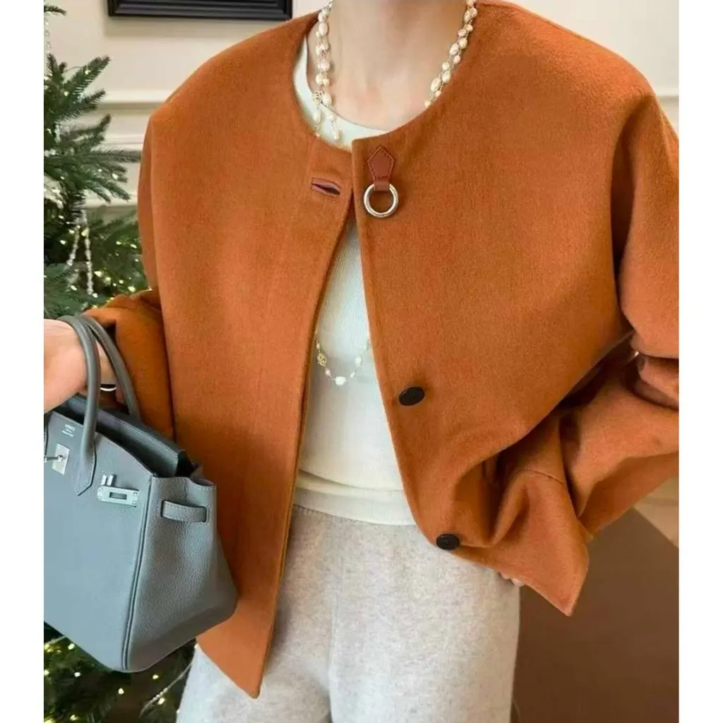 Hermès Orange Cashmere Coat Orange Cashmere Very good - Back View
