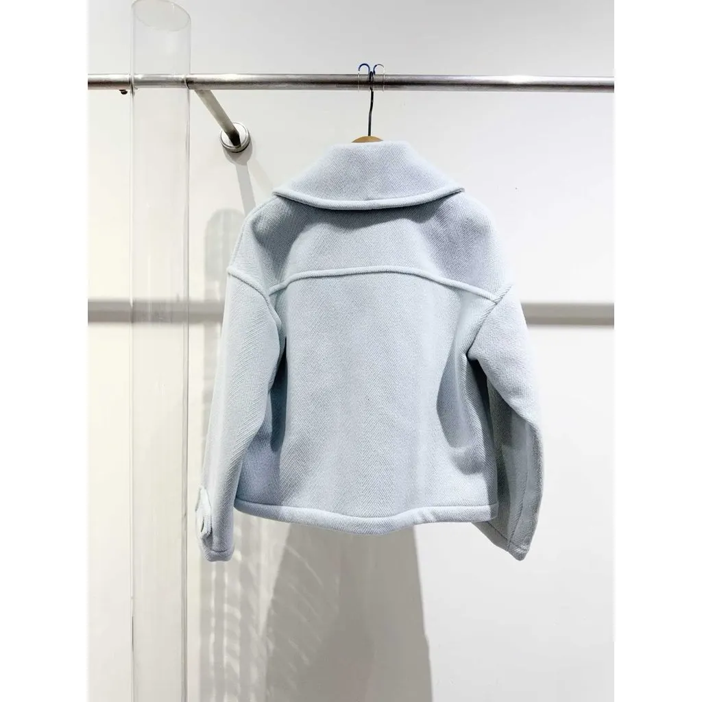 Hermes Blue Wool Coat Blue Wool Never worn, with tag - Back View