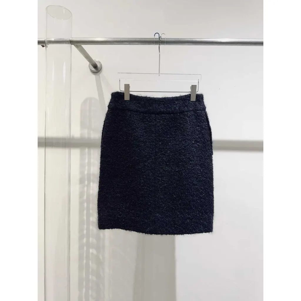 Chanel Black Wool Skirt Black Wool Never worn, with tag - Back View