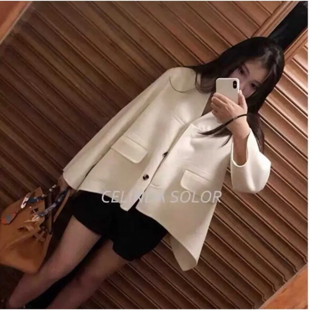 Hermes Cashmere Coat MultiColor Cashmere Never worn, with tag - Model View