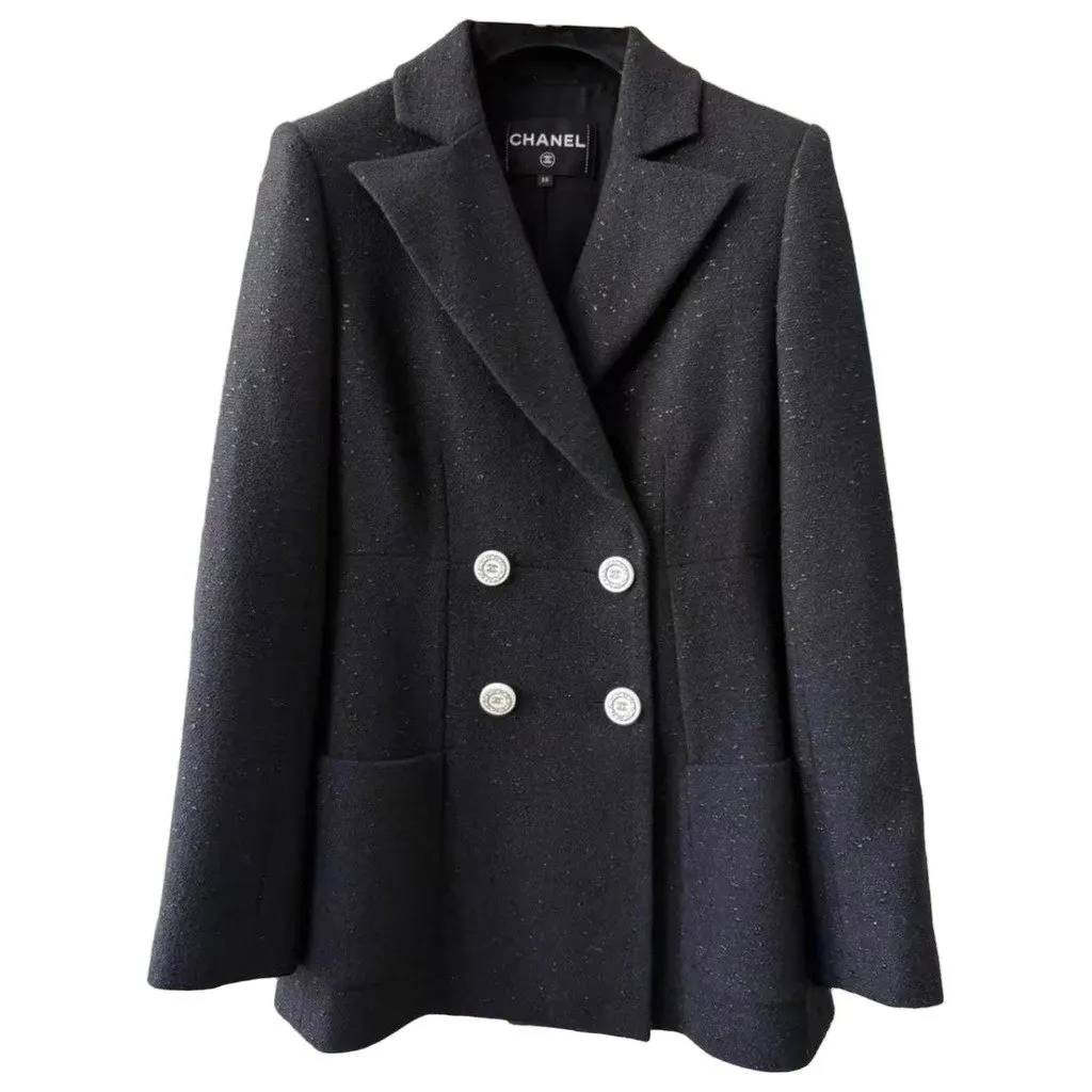 Chanel La Petite Veste Noire Black Wool Jacket Black Wool Very good - Front View