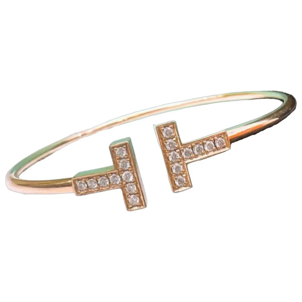 Tiffany & Co Tiffany T Pink Gold Bracelet MultiColor Very good - Front View