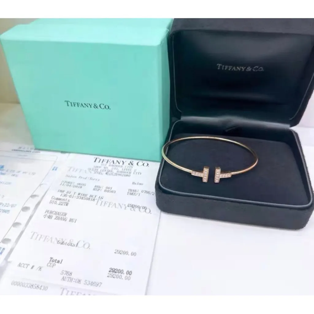 Tiffany & Co Tiffany T Pink Gold Bracelet MultiColor Very good - Model View