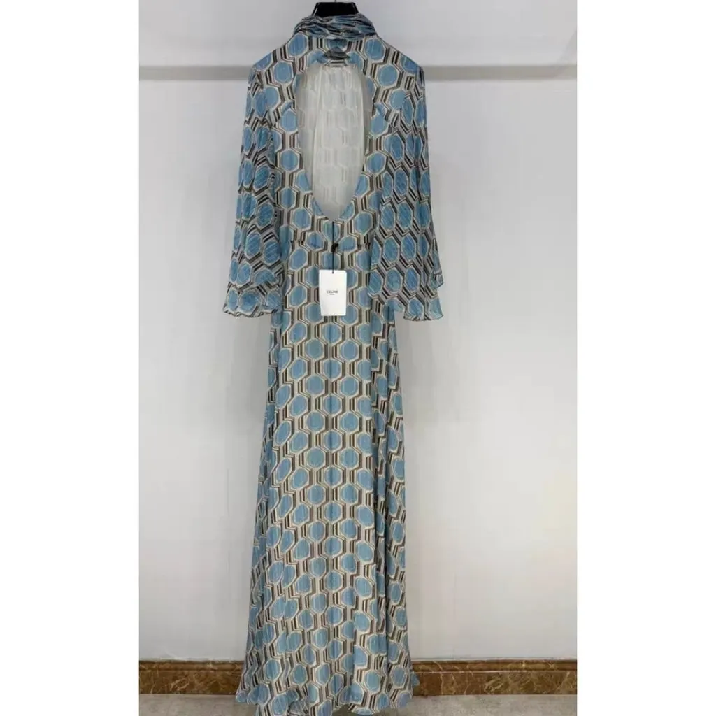 Celine Silk Dress MultiColor Silk Never worn, with tag - Back View