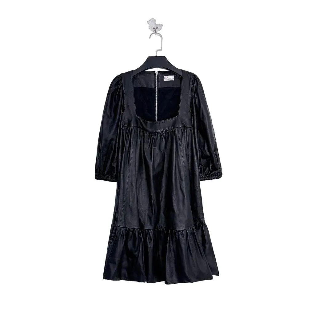 Valentino Garavani Black Leather Dress Black Leather Very good - Front View