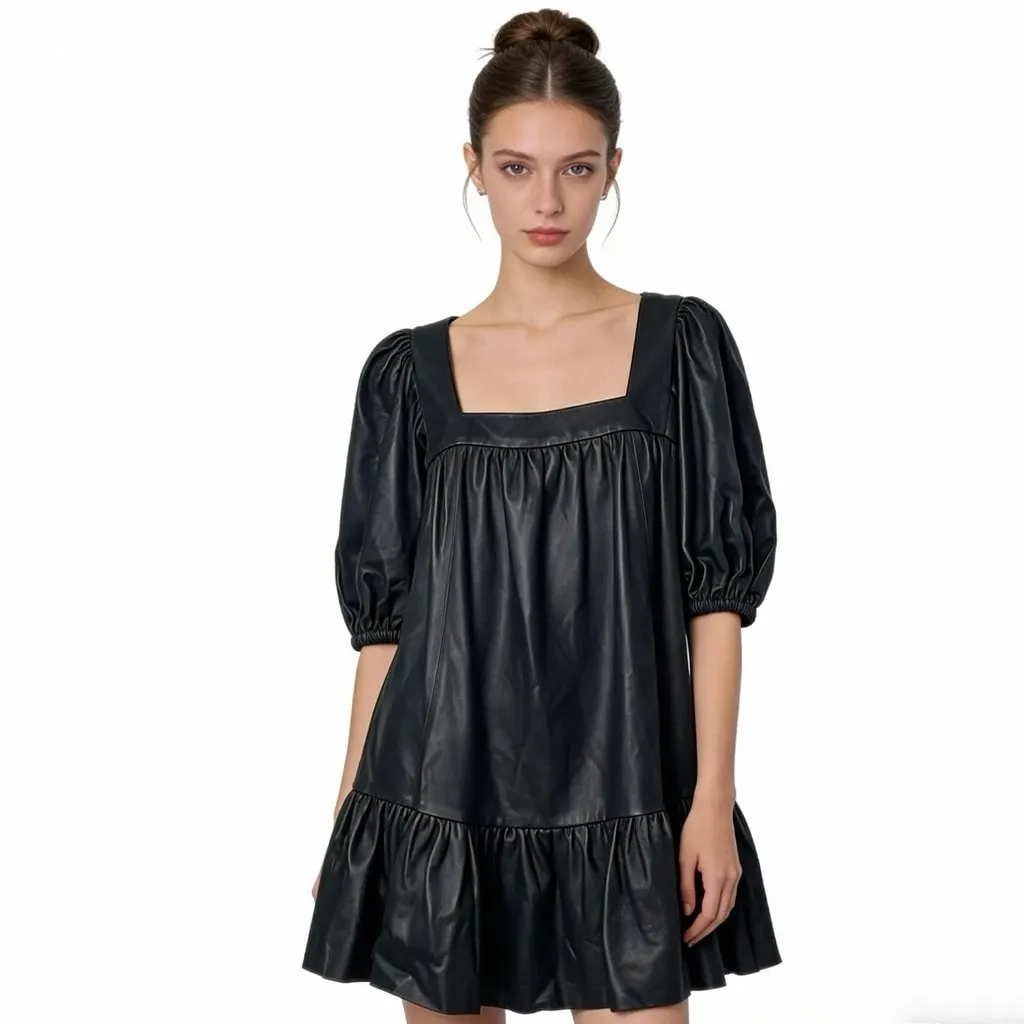 Valentino Garavani Black Leather Dress Black Leather Very good - Box View