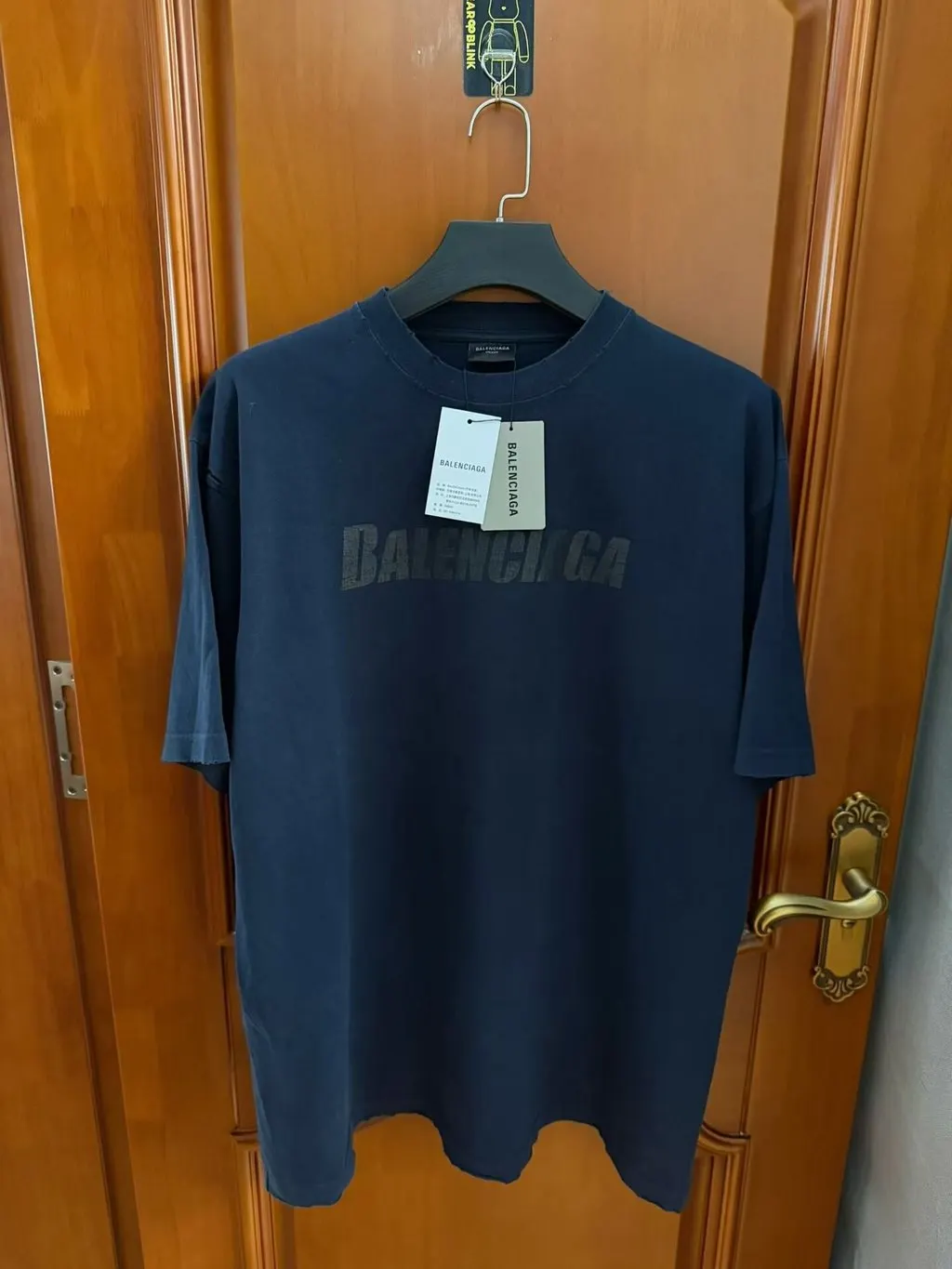 Balenciaga Navy Cotton T-Shirt Navy Cotton Very good - Model View
