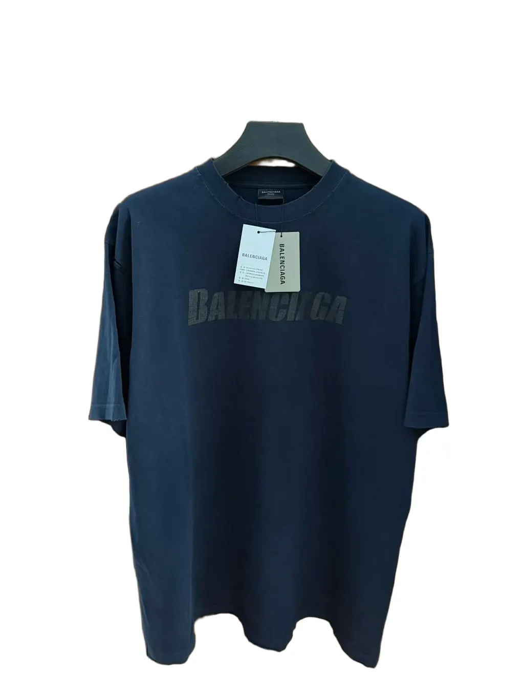 Balenciaga Navy Cotton T-Shirt Navy Cotton Very good - Front View