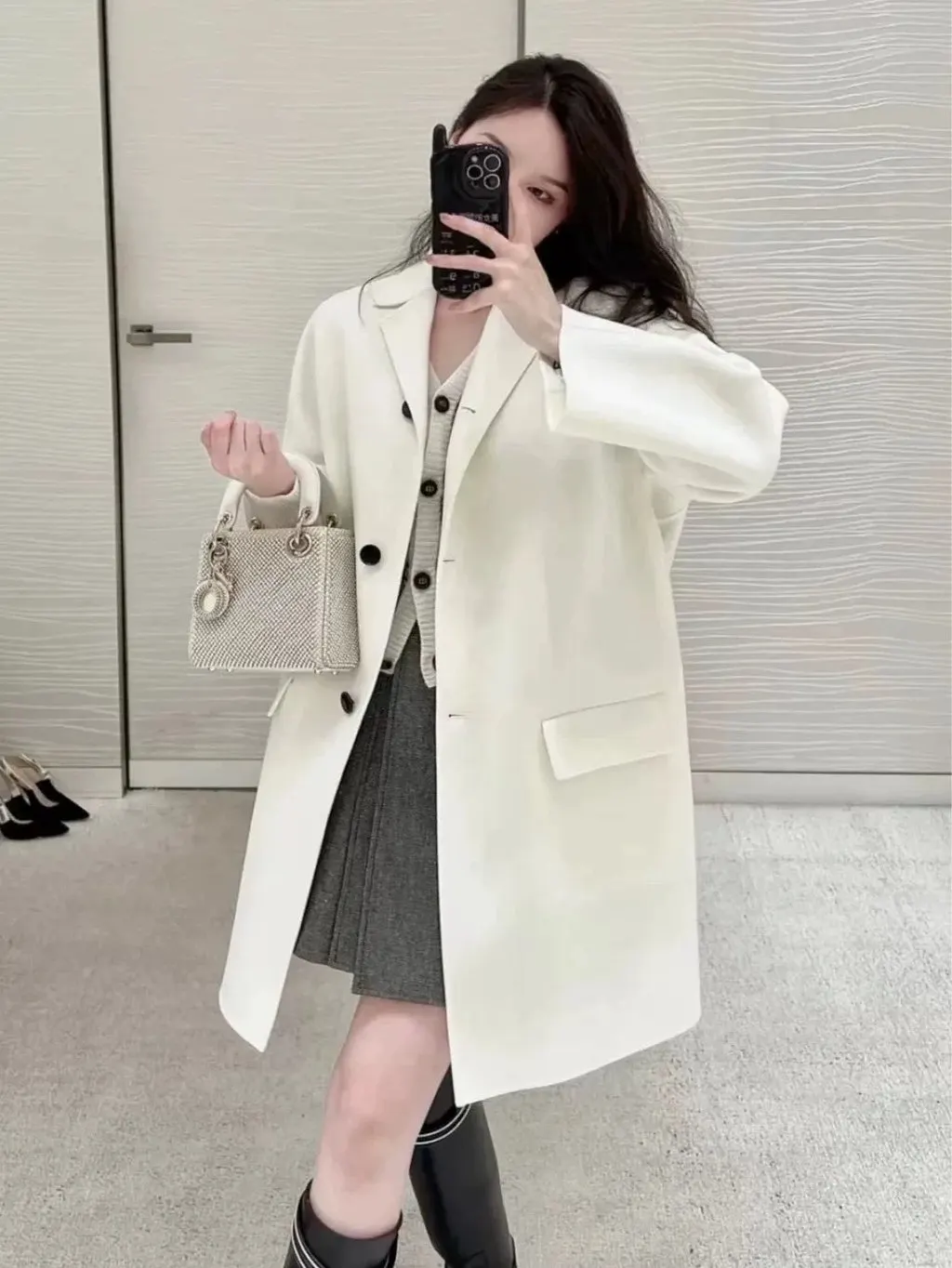 Dior Wool Coat MultiColor Wool Never worn - Model View