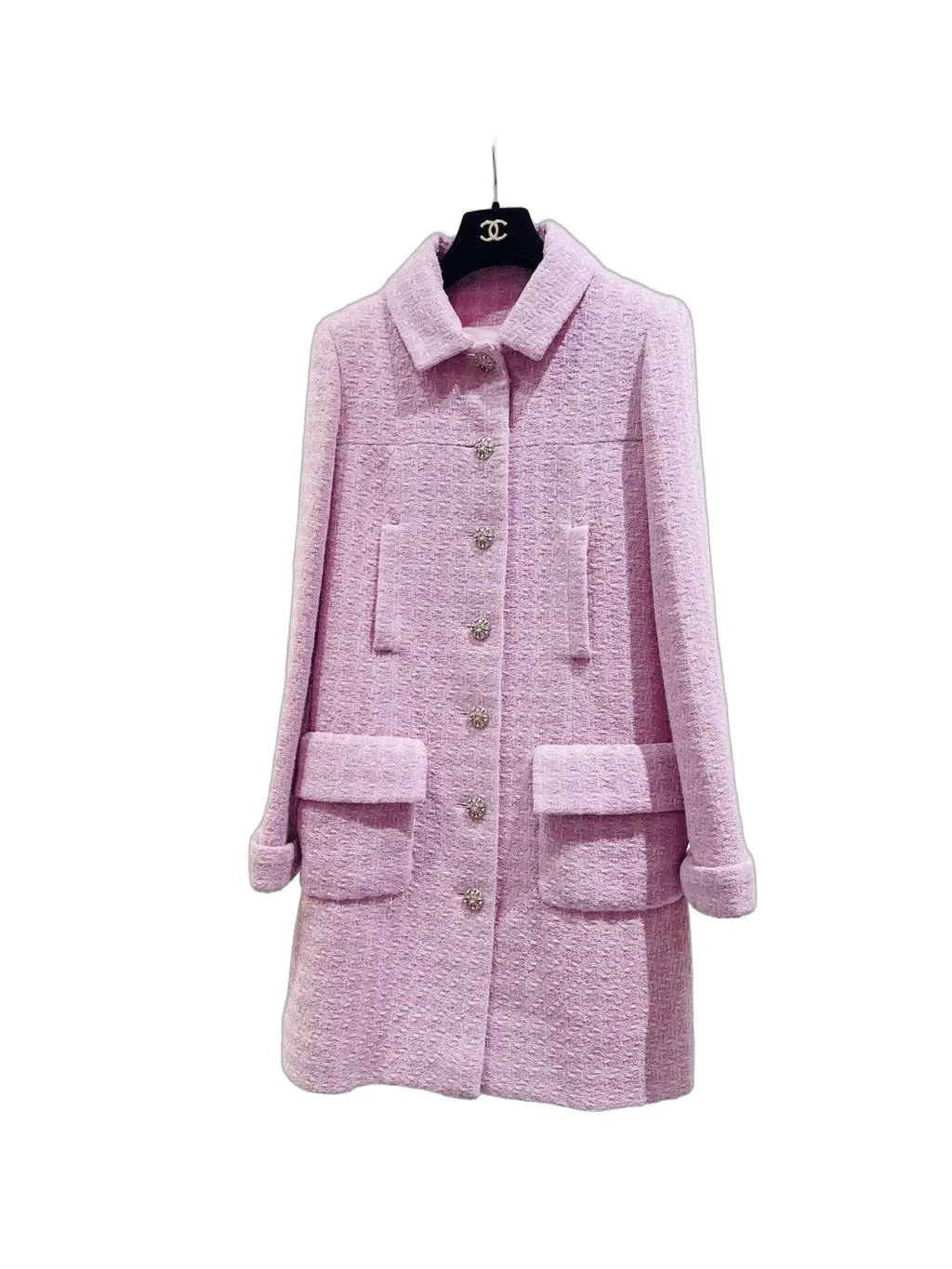 Chanel Snow Pink Wool Coat Pink Wool Very good - Front View
