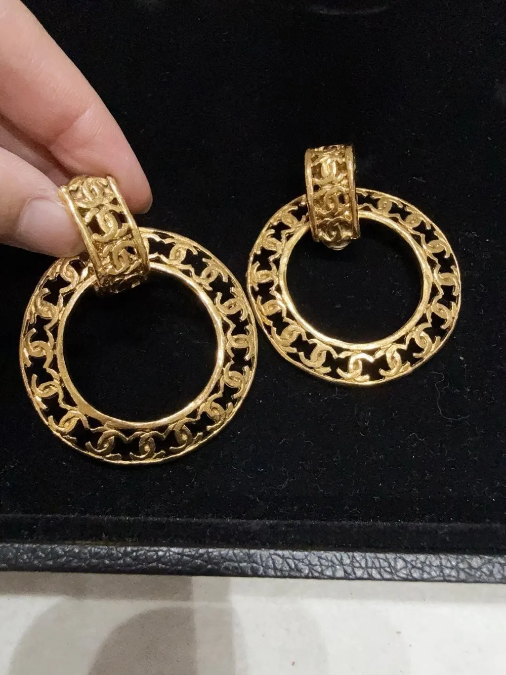 Chanel Gold Plated Earrings MultiColor Very good - Inside View