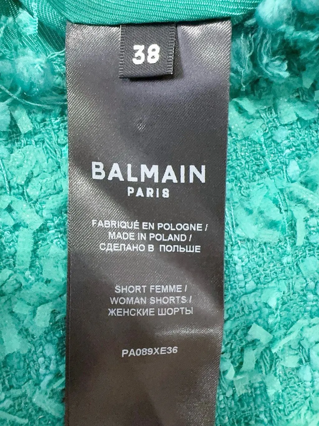 Balmain Green Tweed Shorts Green Tweed Never worn, with tag - Box View