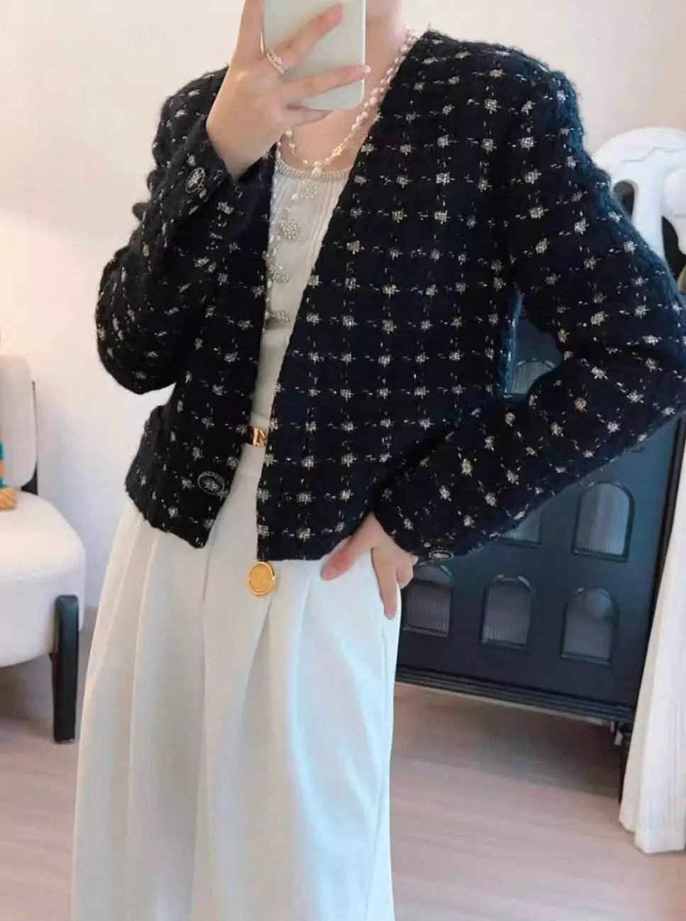 Chanel Tweed Top MultiColor Tweed Very good - Inside View