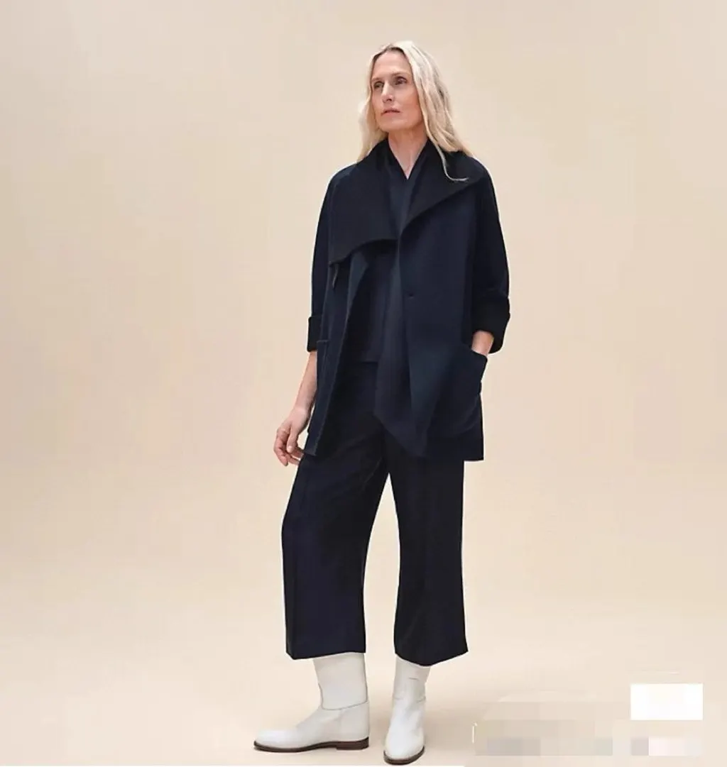 Hermes Blue Cashmere Trench Coat Blue Cashmere Very good - Back View