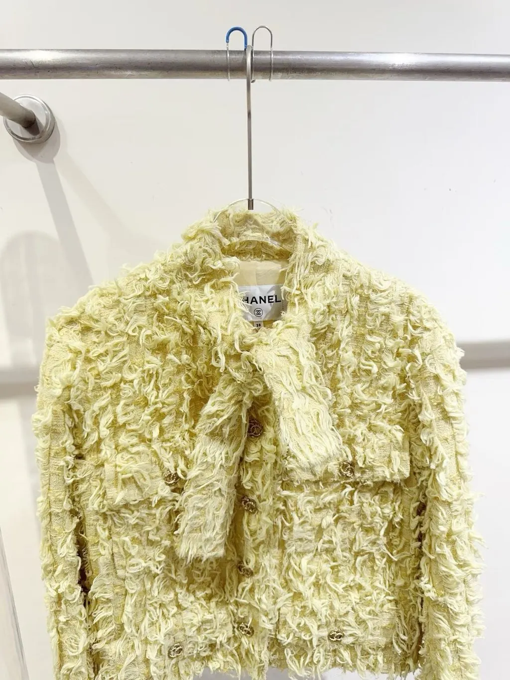 Chanel Yellow Tweed Jacket Yellow Tweed Very good - Back View