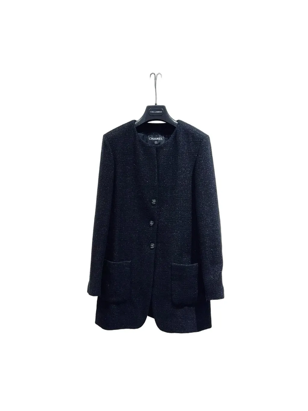 Chanel 21C Black Tweed Jacket Black Tweed Very good - Front View