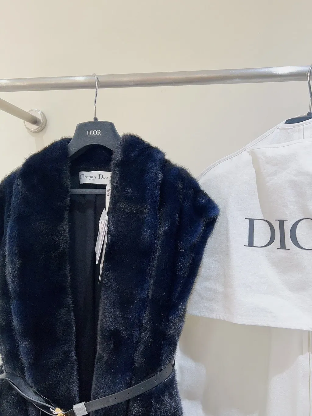 Dior Black Mink Coat Black Never worn - Inside View