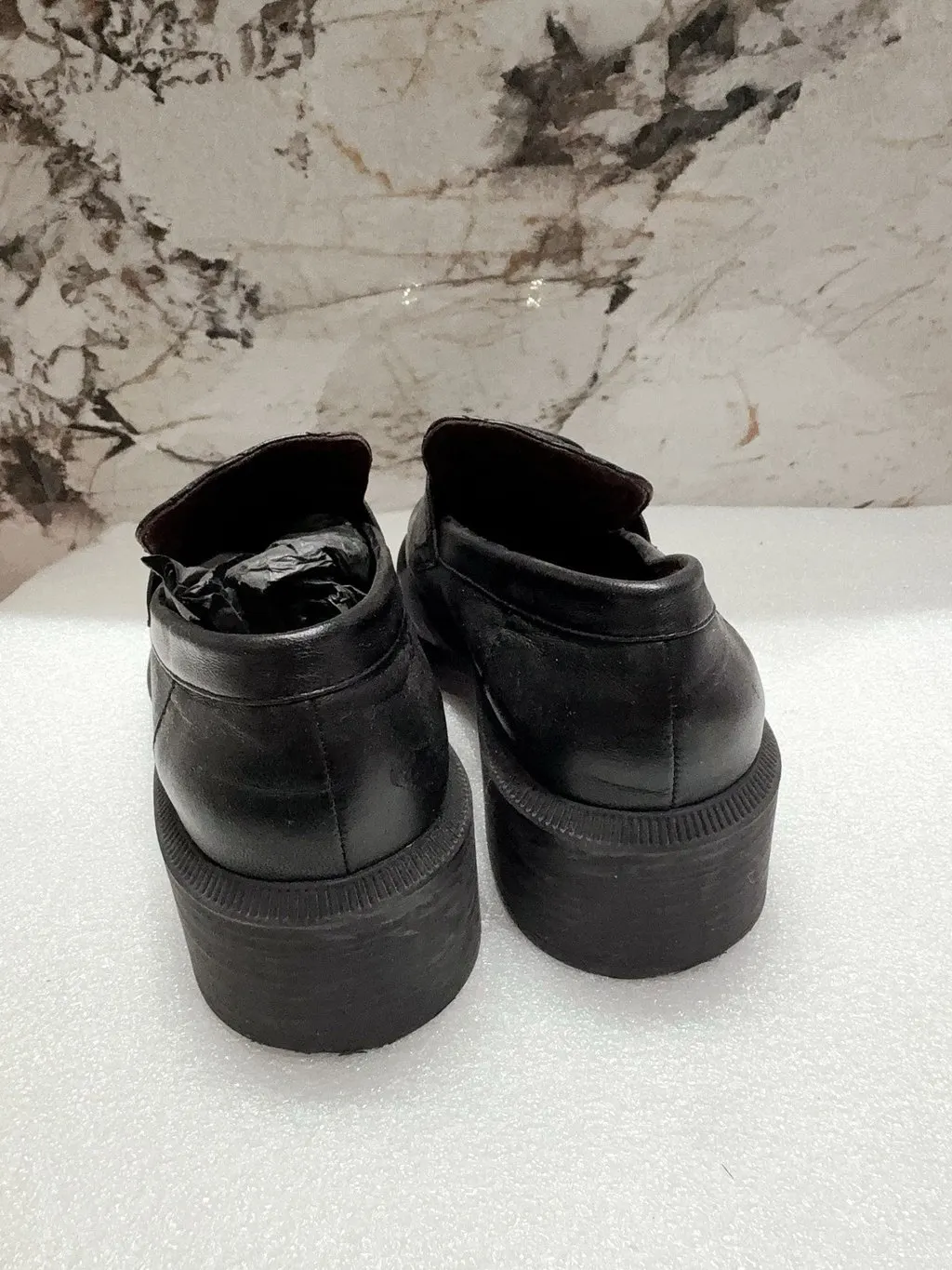 Chanel Black Leather Flat Shoes Black Leather Good - Inside View